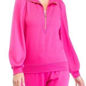 Crown & Ivy  NWT half zip  Johnny Collar Love Pink Women's Hoodie
